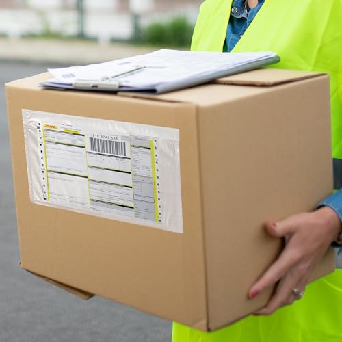Kolibrox 6x9 Inch Clear Self-Adhesive Shipping Label Sleeves Pack of 100