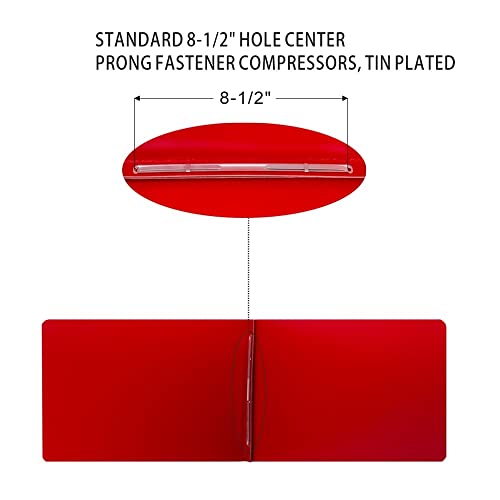 Fiberboard Binder Folder, Sheet Size 11" x 17", with 3" Capacity 220mm Long Metal Prong Paper Fastener, for Pressboard Report Cover, Red, 8 per Box