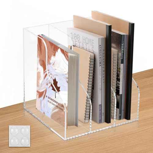 Werhoo A4 Thickened Acrylic Desk Organizer with 3 Vertical Compartments, Scratch-Resistant Pads