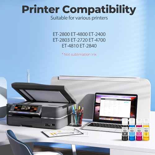 522 Ink Refill Bottles ET-2800 ET-2400 ET-4800 Replacement for 522 Ink 2800 Refill Ink for Eco tank ET-2400 ET-2720 ET-2800 ET-2803 ET-4700 ET-4800 ET-4810 ET2400 ET2720 ET2800 ET2803 ET4800 Printers