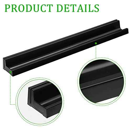 Teling 12 Pieces Name Plates Holder for Desk Self Adhesive and Removable Nameplate Stand with Pen Holder Black Plastic Name Tag Display with Adhesive Grip for Classroom School,1.5 x 12 x 1 Inch