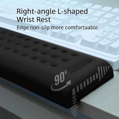 2-Piece L-Shaped Desk Ergonomic Wrist Rest with Memory Foam Pad, Non-Slip, for Elbow Support On Desk Or Desk Edge (11.8 * 3.9 inch)