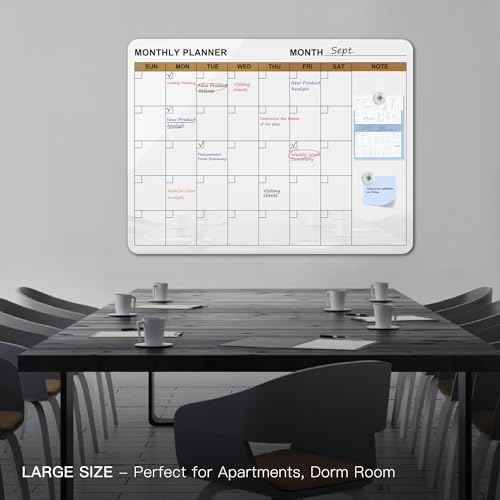 SELEAD Large Magnetic Glass Calendar Whiteboard for Wall - Dry Erase White Board with Markers, Magnets, Eraser - 3¡®x2' Planner Pizarra for Home School Office