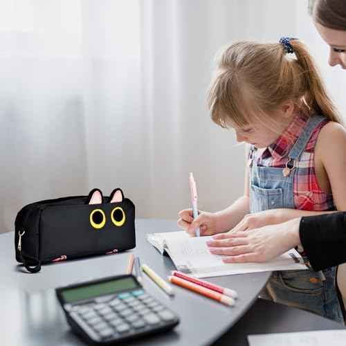 Hongdian Large Capacity Pencil Case, 3D Cat Pen Bags Pencil Pouch Organizer for Office College School