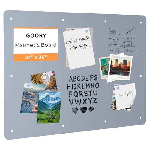 GOORY Magnetic Wall Board - 24" x 36" - Memo & Vision Bulletin Board for Home, Office and Classroom - Pre-drilled Mounting Screws Large Frameless Magnet Silver Wall Board