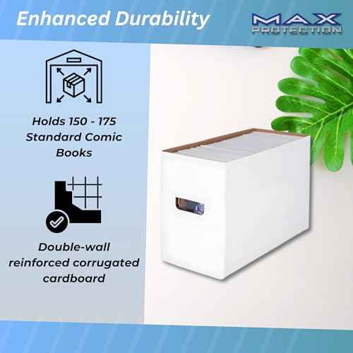 Max Protection (4) SHORT Comic Storage Boxes - Each box Holds 150-175 Comic Books - White
