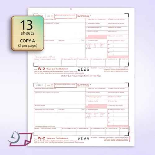 NextDayLabels - W2 Forms for 2025, 4 Part Tax Forms, Laser Ink/Jet Forms for QuickBooks and Accounting Software (Set of 25 with Self Seal Envelopes)