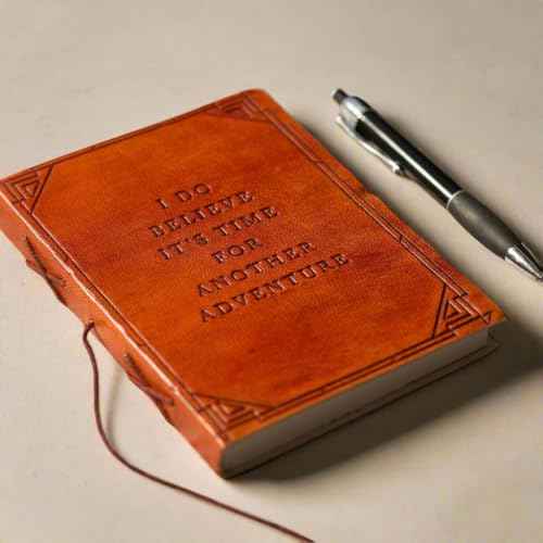 Soothi, Another Adventure, Handmade Antique Leather Journal for Travel or Diary, Unlined, Brown, 7''x5''