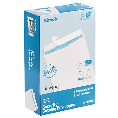 Aimoh 6x9 White Security Catalog Envelopes 100 Count - Self-Seal Business Mailing