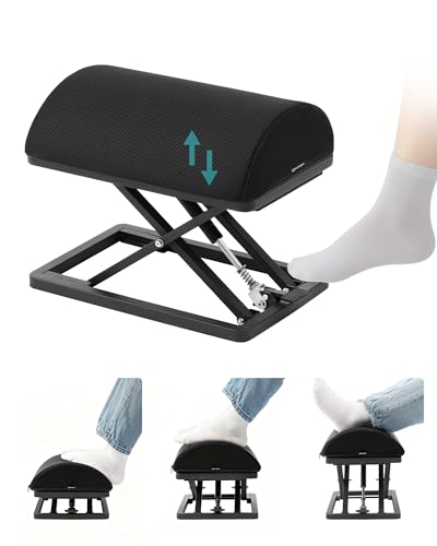 Wikabex Step-to-Adjust Foot Rest | Infinite Height Range 2.7–13.1 in, Carbon Steel