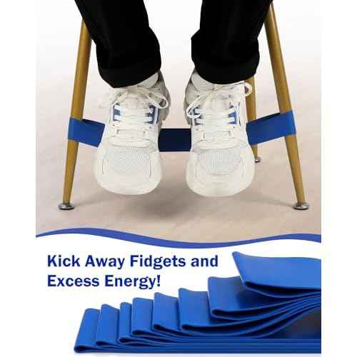 10 Pack Chair Bands for Kids with Fidgety Feet, Classroom Must Haves, Flexible Seating Chair Bands for Sensory Focus, Fidget ADHD Autism School Desks Supplies (Blue)