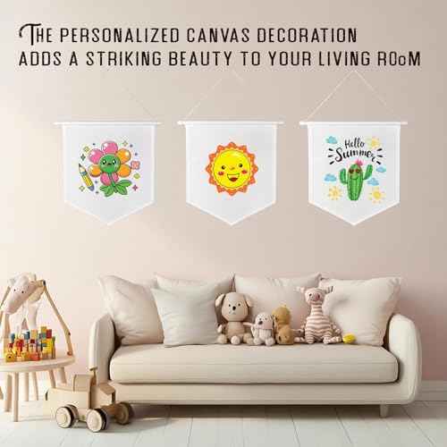 30pcs Blank Canvas Banners 10.82"x11.81",12oz Fabric Canvas Wall Hanging Art for DIY Kids Room Decor,Enamel Pin Wall Display Banners for Enamel Lapel Badge Collection,Birthday,Educational Play
