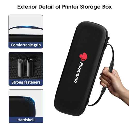 Phomemo Carrying Case, Compatible with TATTMUSE A285M/M832/M834/M835/M832D Portable Printers - Wireless Mobile Travel Storage for Printer, Paper & USB Cable - Box Only