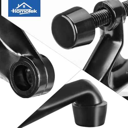 HOMOTEK 20 Pack Hinge Pin Door Stoppers, Hing Door Stops, Adjustable Deluxe Heavy Doorstops for Top of Door, Hinge Stoppers with Black Rubber Bumper Tips, Black