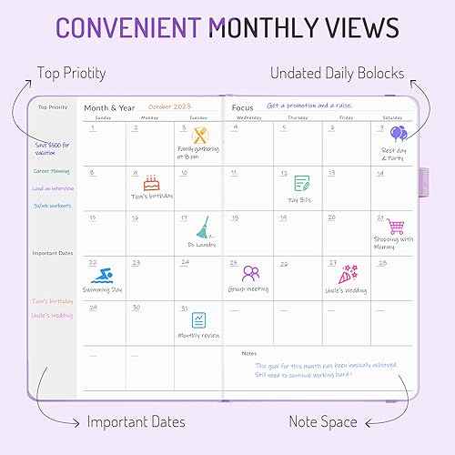 Undated Weekly Planner for 2025, Forvencer Simplified Weekly & Monthly Calendar Planner, Cute Daily Organizer Notebook, Agenda Journal to Track Goals & Tasks, Start Anytime, A5 Size, Black