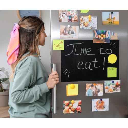 Magnetic Black Dry Erase Board for Refrigerator, 48" x 36"Chalk Board Contact Paper Decal for School, Office, Kitchen Fridge, Kids Drawing with Dustless Chalk, Holder and Magnets
