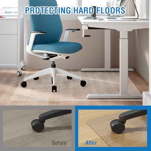 Clear Chair Mat, 36" x 36" Office Chair Mat for Hard Floors, Vinyl Floor Mat for Home Office Kichen Living Room, Clear
