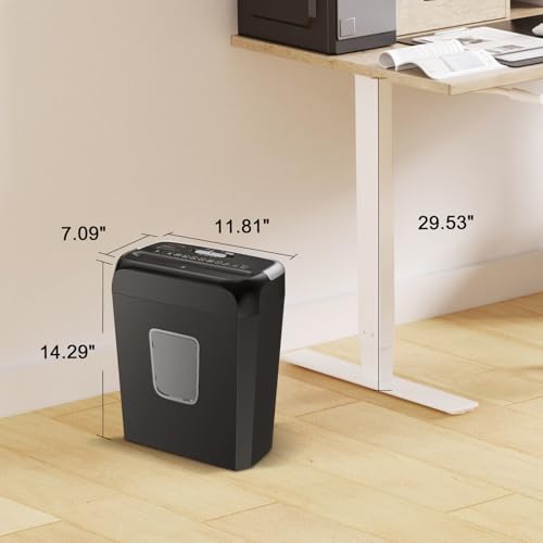 Bonsaii Cross Cut Paper Shredder 6-Sheets 3.4 Gal Bin Black Gray for Home Office