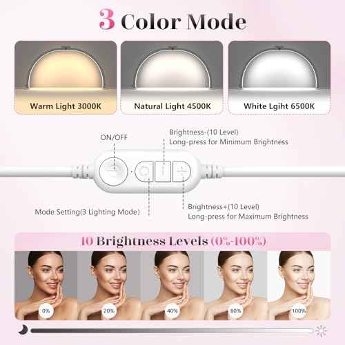 Yokilly Half Moon Light for Nail Desk: 29" Foldable Half Moon Desk Lamp with Phone Holder for Beginner - Arch Nail Tech Light with 3 Color Modes & 10 Brightness for Manicure Salon (Diamond, Large)