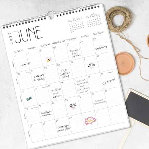 Guasslee Wall Calendar 2026-2027, 14"x11.5" Vertical Wall Calendar 2026, 18-Month Desk Planner From 2026 Jan - 2027 Jun, Monthly Hanging Planner Spiral Bound For School Home Office Organizing