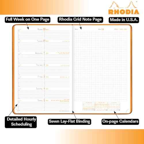 Rhodia Webplanner 2026 Calendar Year - 6 1/4" x 9 3/8" - Orange Cover - Weekly Planner Organizer