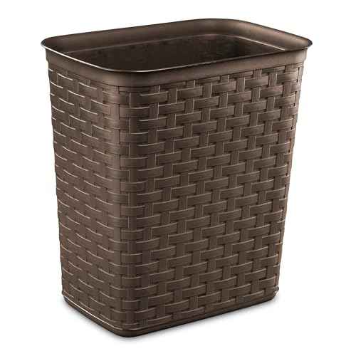 Sterilite 3.4 Gallon Weave Wastebasket, Small, Decorative Trash Can for the Bathroom, Bedroom, Dorm Room, or Office, Espresso Brown, 6-Pack