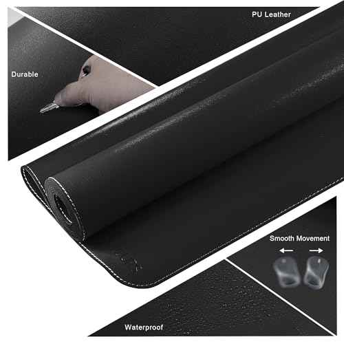 Mydours 36¡± x 24¡± Large Desk Mat - XL Desk Pad with PU Leather Surfaces - Extended Desk Mat for Home Office & Computer Workstation - Gaming Mouse pad for Keyboard & Laptop (Black)