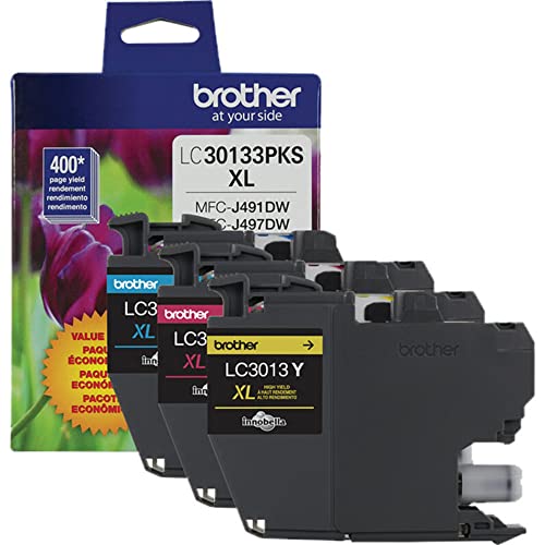 Brother High-Yield Color Ink Cartridges LC3013 3-Pack Cyan Magenta Yellow for MFC-J Series