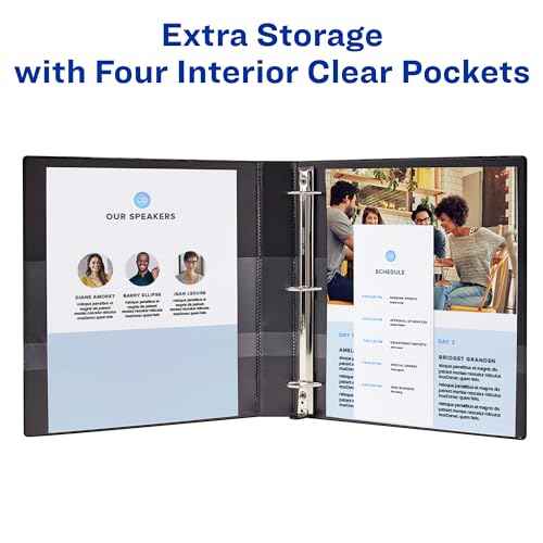 Avery Heavy-Duty View 3 Ring Binder, 1" One Touch Slant Rings, Holds 8.5" x 11" Paper, 1 Black Binder (05300)