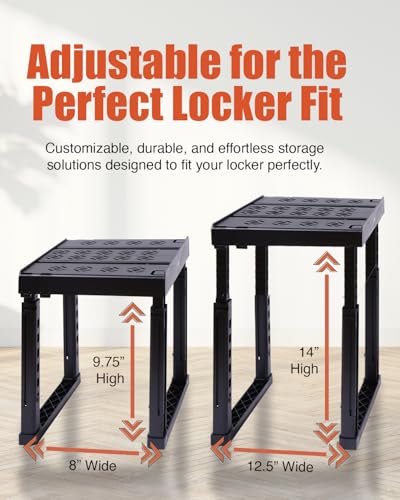 Piffny Locker Organizer Shelf 2 Pack Black Adjustable Storage for School Gym & Office Lockers