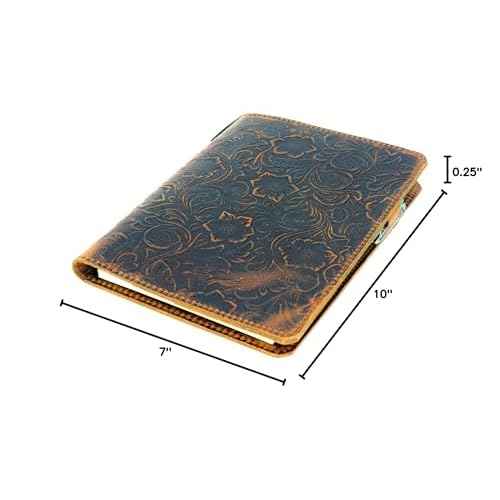 JJNUSA Leather Cover Compatible With Leuchtturm1917 Composition B5 7" x 10" Notebook Travel Journal Cover Distressed Refillable Writing Diary Flower Brown