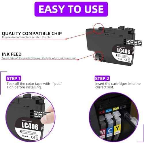 LC406 Ink Cartridges Compatible for Brother LC406 LC406XL Ink Cartridges Work for Brother MFC-J4335DW MFC-J4535DW MFC-J5855DW MFC-J6955DW MFC-J6555DW Ink (4 Pack)