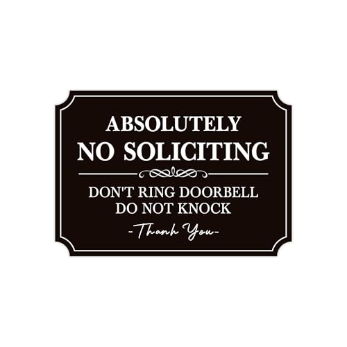 No Soliciting Sign for Front Door£¬Self-Adhesive Elegant Do Not Knock or Ring Doorbell No Soliciting Sticker for Home, No Solicitors Sign for Doorbell, House Door, Home, Office 5.6"x 3.9"