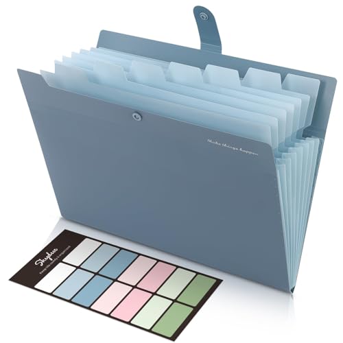 SKYDUE Haze Blue Expanding File Organizer with 8 Pockets - Letter Size Portable Document Folder