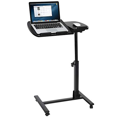 ZENY Overbed Table with Wheels - Dual 360° Rotating Laptop Desks, Height Adjustable