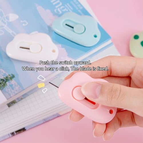 Box Cutter Retractable, 3 Pack Retractable Letter Opener, Adorable Cloud Tiny Letter Opener Envelope Slitter for Key Chain Pocket Bag Package Envelope Mail Letter Box