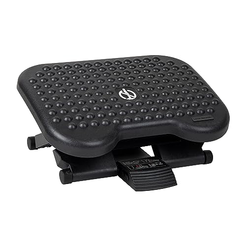 Mind Reader Foot Rest, Under Desk at Work, Ergonomic, Height Adjustable, Office, Plastic, 17" L x 13" W x 6.25" H, Set of 2, Black