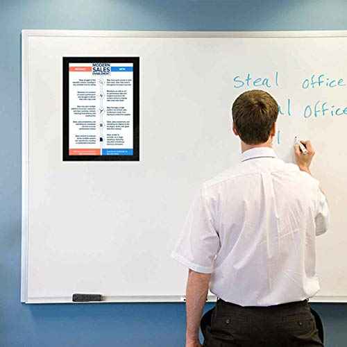 ZHIDIAN Document Sign Holder Pockets with Magnetic Back, Plastic Poster Picture Notice Display Frame for Fridge/Whiteboard/Chalkboard/Cabinet, 8.5 x 11.6 Inches, Black, 6 Pcs