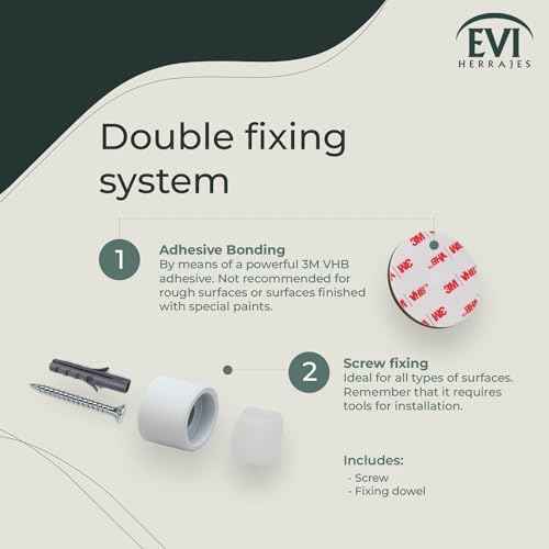 EVI | Wall Adhesive Doorstop | 1.1'' X 1.1'' | Great Adherence | 100% Functional | Mod. 198/28 (White Lacquered Stainless Steel - White Rubber)