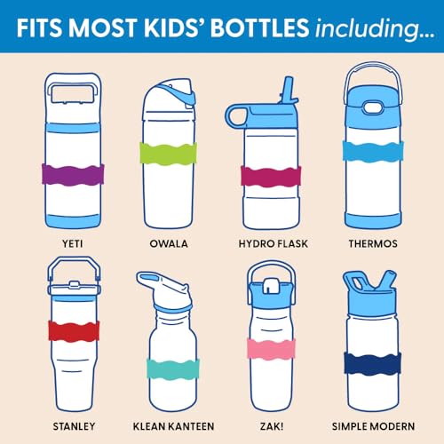 InchBug Orbit Silicone Bottle Bands - Blushing Cheeks 4-Pack, Personalized Name Labels for Kids' Cups & Bottles