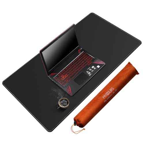 Mydours 36¡± x 24¡± Large Desk Mat - XL Desk Pad with PU Leather Surfaces - Extended Desk Mat for Home Office & Computer Workstation - Gaming Mouse pad for Keyboard & Laptop (Black)