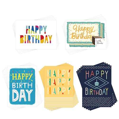 Hallmark Business Bulk 25 Pack Assorted Birthday Cards for Employees & Customers (Celebrated & Appreciated), 5 x 7 Cards, Message Inside, Envelopes Included
