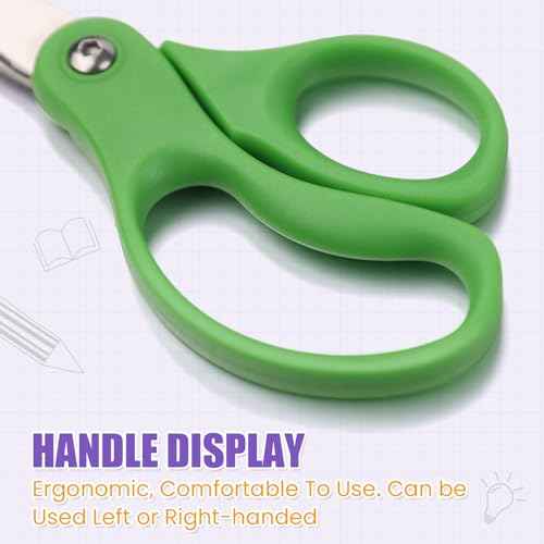 12 Packs 5" Small School Student Blunt Tip Craft Kids Scissors, Stainless Steel Blades Comfort Grip 5 Inch Safety Scissors Bulk for Children Toodler Cutting Paper
