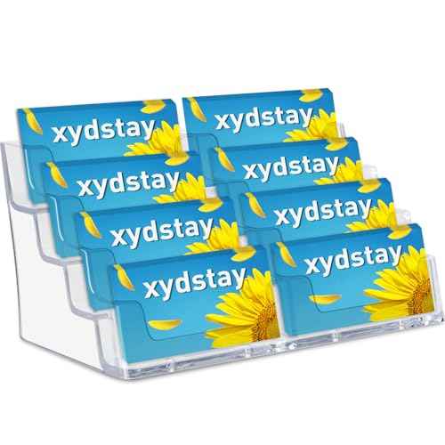 Acrylic Business Card Holder for Desk,4-Tier Clear Plastic Display Stand with 8 Pockets, Holds 400 Cards,ldeal for Office & Workspace Organization