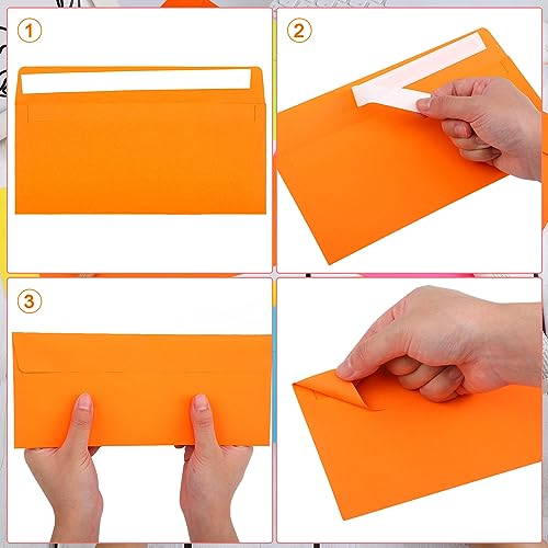 Outus Neon Color 500 Pcs #10 Colored Envelopes with Adhesive Closure