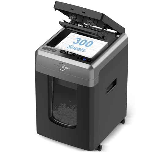BONSEN 300-Sheet Auto Feed Paper Shredder, 60 Minutes Non-Stop Commercial Grade Heavy Duty Shredders for Office, 8.1 Gallon Micro Cut Document Shredder, P-4 Security Level,58dB Super Quiet (S3113)