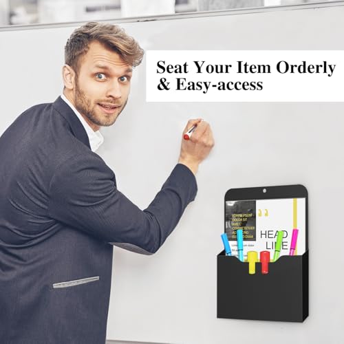 MoKo Black Magnetic File Holder 2-Pack A4 Office Desk Organizer