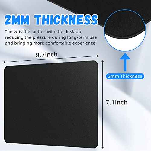 Crtiin 100 Pack Mouse Pad Bulk 7.09 x 8.66 x 0.08 Inches Black Computer Mousepad with Non Slip Rubber Base Gaming Mousepad for Desk Gaming Home Office Computer Laptop Smooth Mouse Control