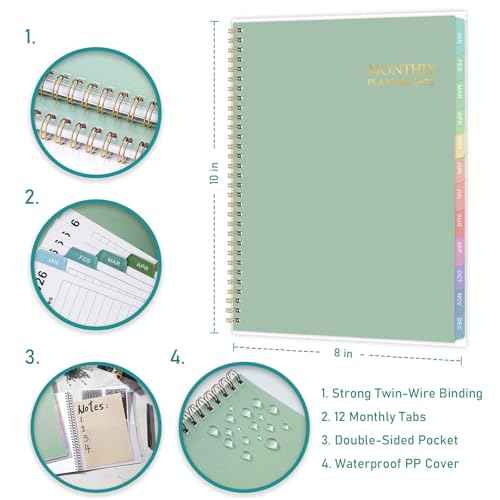 2026 Monthly Planner - 2026 Planner/Calendar, 12 Months Planner with Colorful Tabs, JAN 2026-DEC 2026, 8'' x 10'', 2026 Monthly Calendar with 2-Sides Pockets