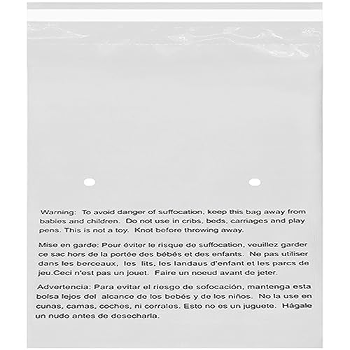 24x24 Inch Self-Seal Clear Poly Bags with Suffocation Warning, 75 Pack